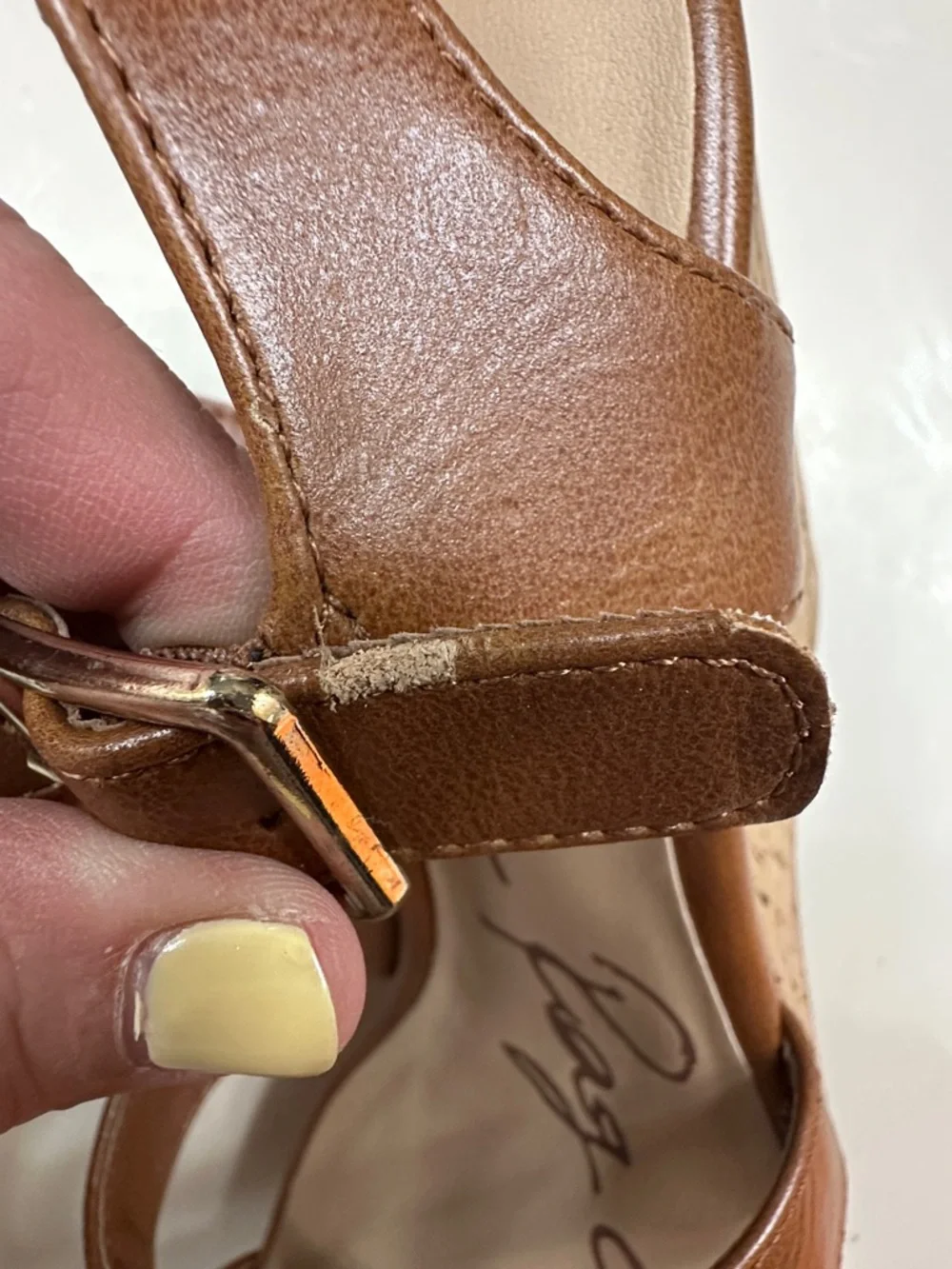 Brown Leather Cork Wedge Sandals - Picture 3 of 8